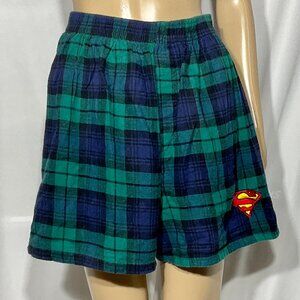 Plaid Flannel Vintage Superman Shorts Size L by Jerry Leigh USA Made